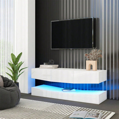 TV Board Hängend TV Stand TV Schank mit LED-Beleuchtung TV Schrank Hängend Wand befestigter schwimmender TV-Ständer Unterhaltungs Medienkonsolen-Center für Wohnzimmer Home