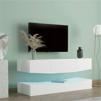 TV Board Hängend TV Stand TV Schank mit LED-Beleuchtung TV Schrank Hängend Wand befestigter schwimmender TV-Ständer Unterhaltungs Medienkonsolen-Center für Wohnzimmer Home