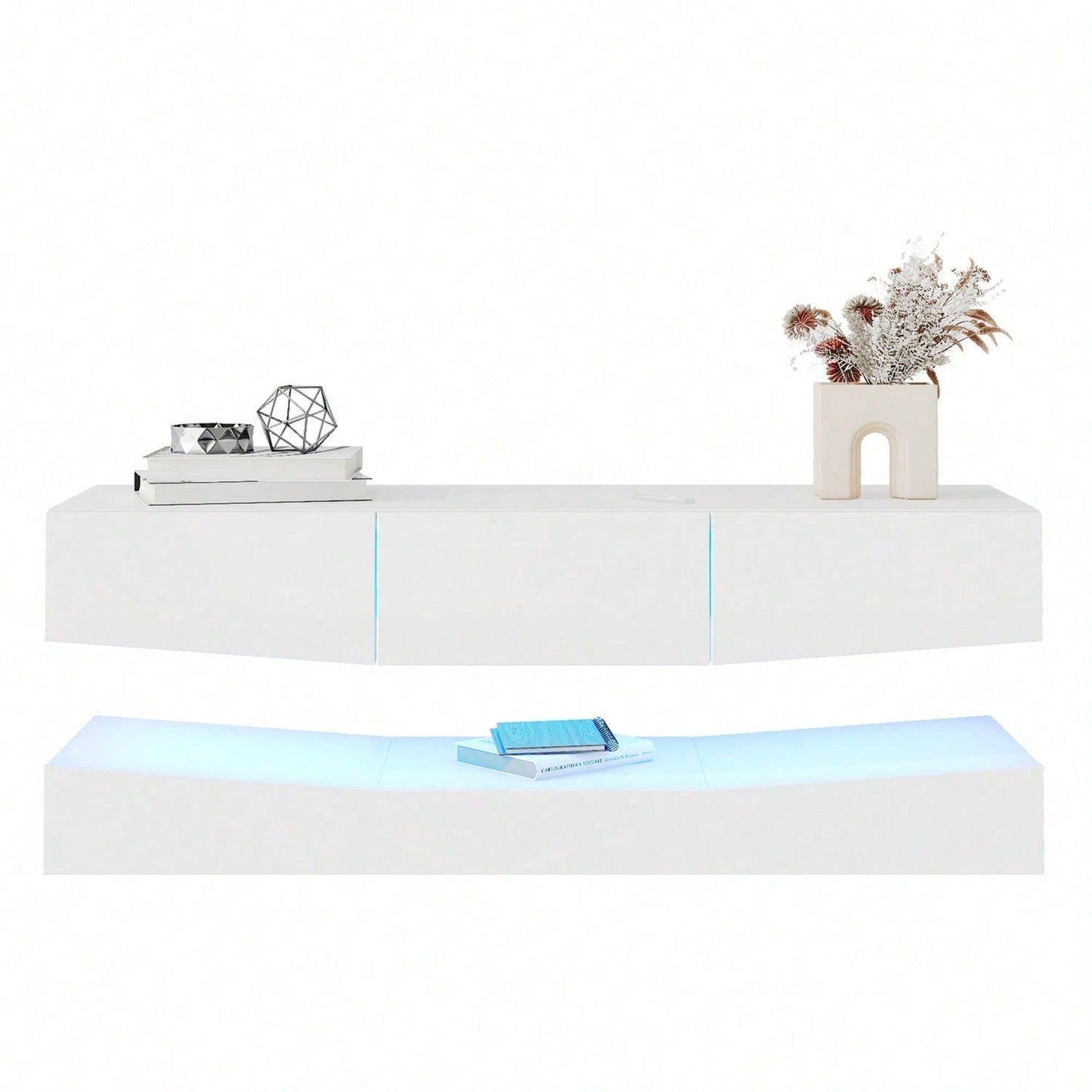 TV Board Hängend TV Stand TV Schank mit LED-Beleuchtung TV Schrank Hängend Wand befestigter schwimmender TV-Ständer Unterhaltungs Medienkonsolen-Center für Wohnzimmer Home