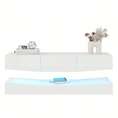 TV Board Hängend TV Stand TV Schank mit LED-Beleuchtung TV Schrank Hängend Wand befestigter schwimmender TV-Ständer Unterhaltungs Medienkonsolen-Center für Wohnzimmer Home