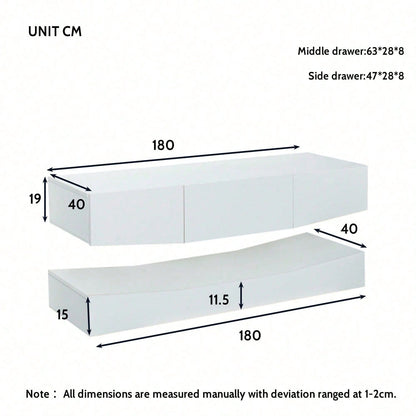 TV Board Hängend TV Stand TV Schank mit LED-Beleuchtung TV Schrank Hängend Wand befestigter schwimmender TV-Ständer Unterhaltungs Medienkonsolen-Center für Wohnzimmer Home