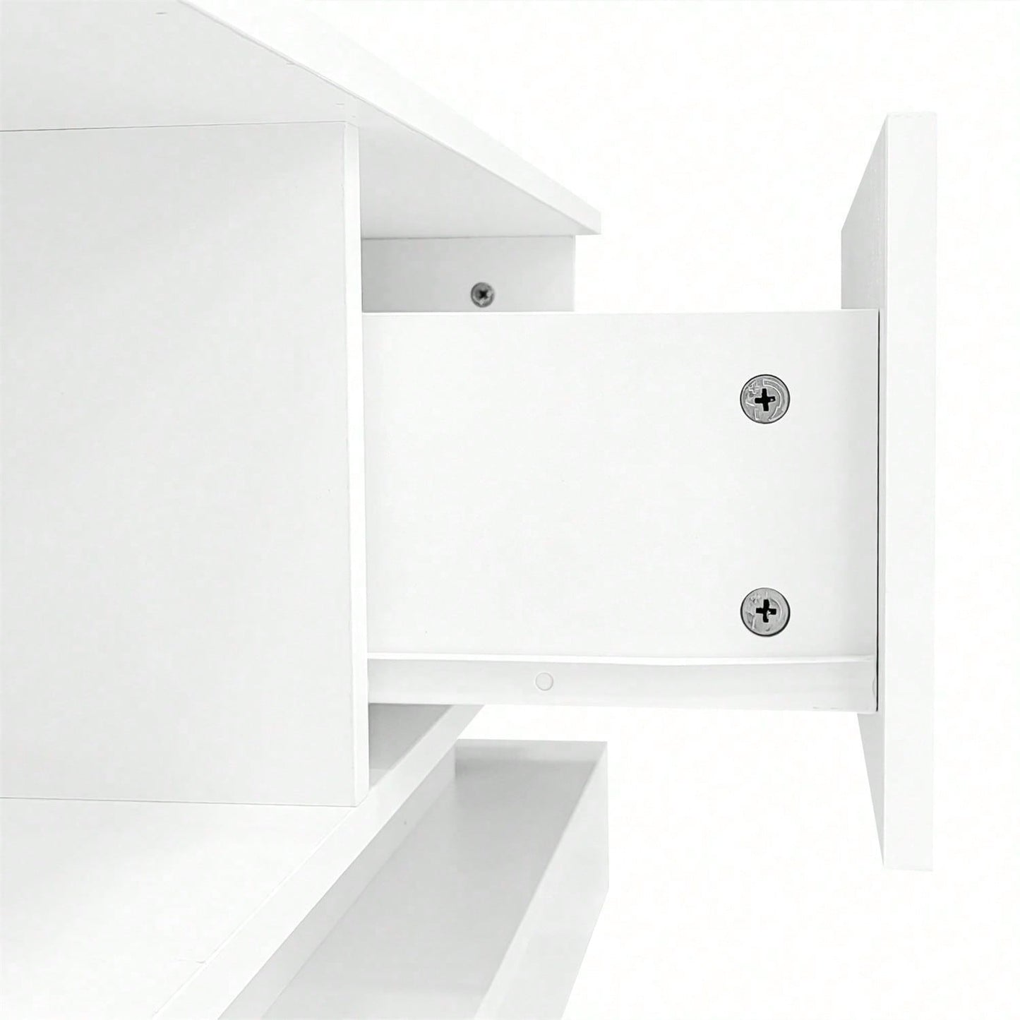 160*35*40,5 cm Schwarzer Hochglanz-TV-Ständer mit LED-Beleuchtung, 2 Schubladen, Anwendungssteuerung, Anti-Kipp-Design, geeignet für 60-Zoll-Fernseher, TV-Schränke, TV-lowboard