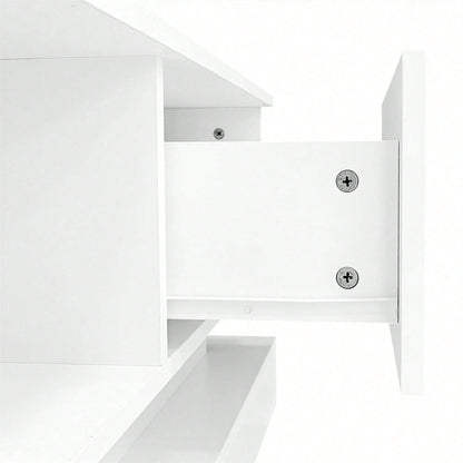 160*35*40,5 cm Schwarzer Hochglanz-TV-Ständer mit LED-Beleuchtung, 2 Schubladen, Anwendungssteuerung, Anti-Kipp-Design, geeignet für 60-Zoll-Fernseher, TV-Schränke, TV-lowboard