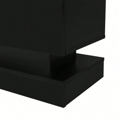 160*35*40,5 cm Schwarzer Hochglanz-TV-Ständer mit LED-Beleuchtung, 2 Schubladen, Anwendungssteuerung, Anti-Kipp-Design, geeignet für 60-Zoll-Fernseher, TV-Schränke, TV-lowboard