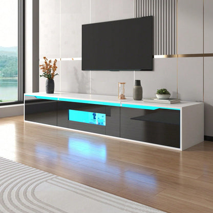 TV-Schrank, Hochglanz-TV-Schrank, farblich passend zu Schwarz und Weiß, mit farbwechselnder LED-Beleuchtung