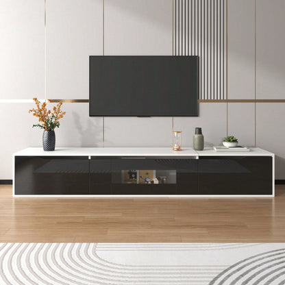 TV-Schrank, Hochglanz-TV-Schrank, farblich passend zu Schwarz und Weiß, mit farbwechselnder LED-Beleuchtung