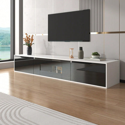 TV-Schrank, Hochglanz-TV-Schrank, farblich passend zu Schwarz und Weiß, mit farbwechselnder LED-Beleuchtung