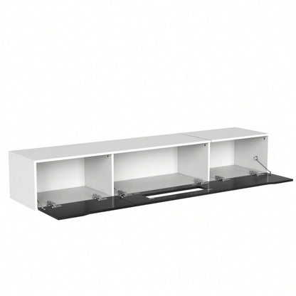 TV-Schrank, Hochglanz-TV-Schrank, farblich passend zu Schwarz und Weiß, mit farbwechselnder LED-Beleuchtung