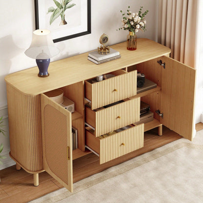 Modernes Sideboard mit Schubladen & Regalen - Elegantes Wohnzimmermöbel mit Metallbeinen in Holzoptik - Vielseitiges Stauraum-Wunder - Absolutes Must-have