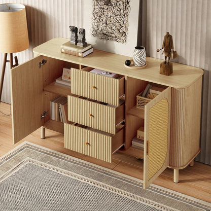 Modernes Sideboard mit Schubladen & Regalen - Elegantes Wohnzimmermöbel mit Metallbeinen in Holzoptik - Vielseitiges Stauraum-Wunder - Absolutes Must-have
