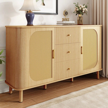 Modernes Sideboard mit Schubladen & Regalen - Elegantes Wohnzimmermöbel mit Metallbeinen in Holzoptik - Vielseitiges Stauraum-Wunder - Absolutes Must-have