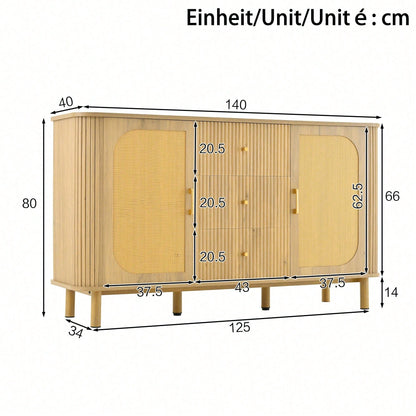 Modernes Sideboard mit Schubladen & Regalen - Elegantes Wohnzimmermöbel mit Metallbeinen in Holzoptik - Vielseitiges Stauraum-Wunder - Absolutes Must-have