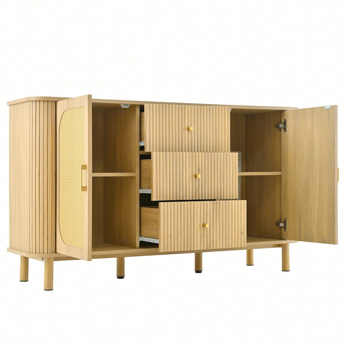 Modernes Sideboard mit Schubladen & Regalen - Elegantes Wohnzimmermöbel mit Metallbeinen in Holzoptik - Vielseitiges Stauraum-Wunder - Absolutes Must-have