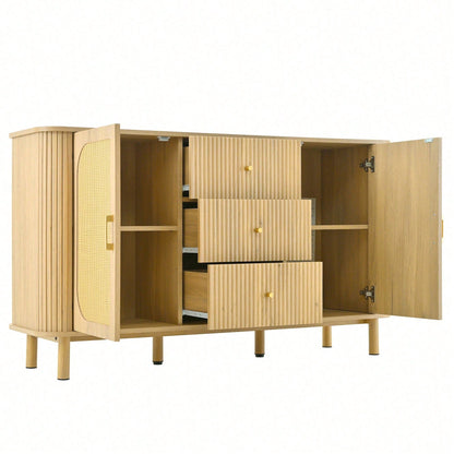 Modernes Sideboard mit Schubladen & Regalen - Elegantes Wohnzimmermöbel mit Metallbeinen in Holzoptik - Vielseitiges Stauraum-Wunder - Absolutes Must-have
