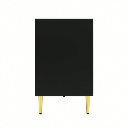 Elegantes Sideboard 152x40x75 cm in Schwarz – Mit exklusivem Wellendesign & goldenen Griffen/Füßen – Hochwertiger Esszimmerschrank (Modell: N620P17539192AAS)