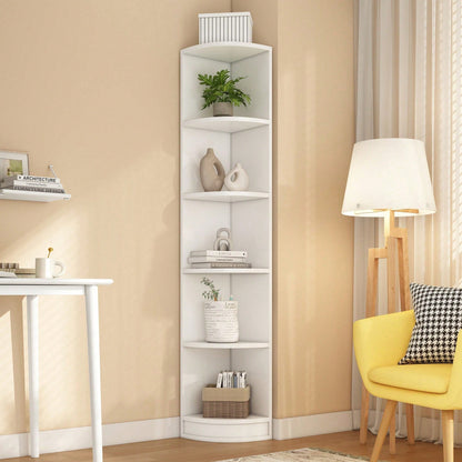 Modernes Eckbücherregal in Weiß - 5-lagiges MDF-Regal mit starker Tragfähigkeit - Platzsparendes Lagerregal in einfacher, funktionaler Form - Stilvolle Aufbewahrungslösung für Bücher & Deko