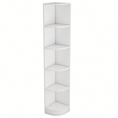 Modernes Eckbücherregal in Weiß - 5-lagiges MDF-Regal mit starker Tragfähigkeit - Platzsparendes Lagerregal in einfacher, funktionaler Form - Stilvolle Aufbewahrungslösung für Bücher & Deko