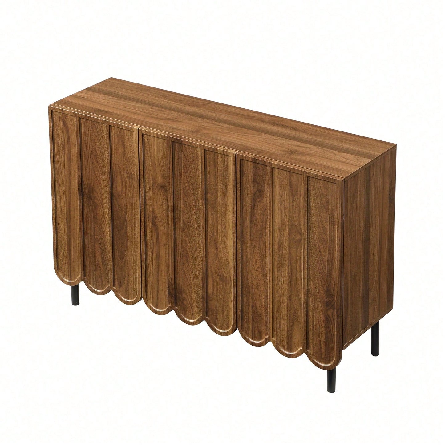 Weißes Sideboard modern mit Wellentüren – 120x35x80 cm – Grifflos, verstellbare Regale & großer Stauraum – Für Wohnzimmer, Flur, Esszimmer