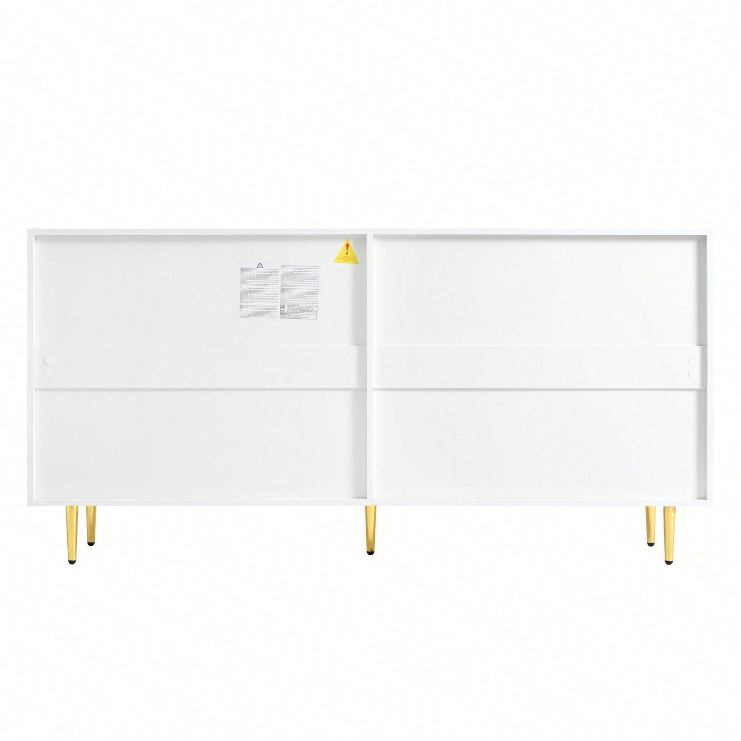 Weißes Sideboard mit Goldakzenten – Moderne Kommode mit 4 Türen & gebürsteten Griffen, Hochglanz-Beinen (160*80*40 cm) – Stilschranktisch für Wohnzimmer