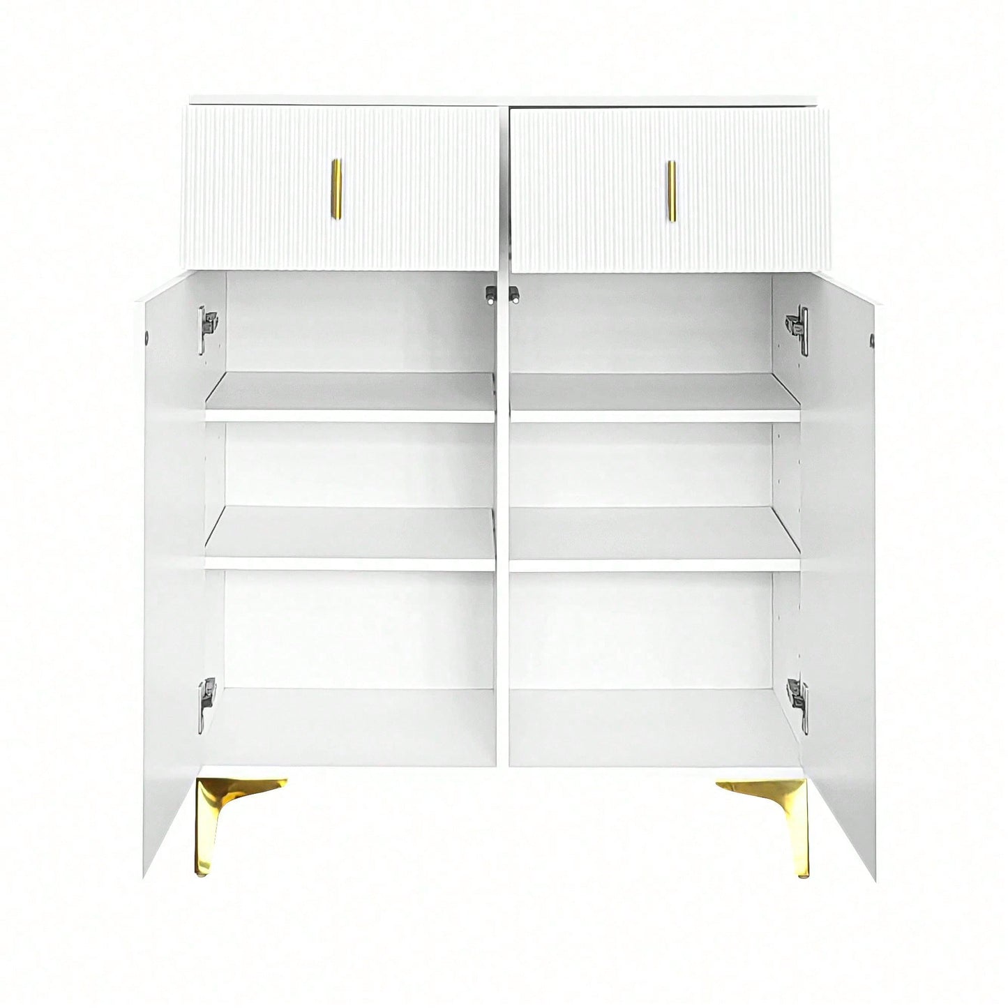 Eleganter Sideboard/Schuhschrank mit Strukturpaneelen, verstellbaren Einlegeböden und vergoldeten Verzierungen, mit Schubladen