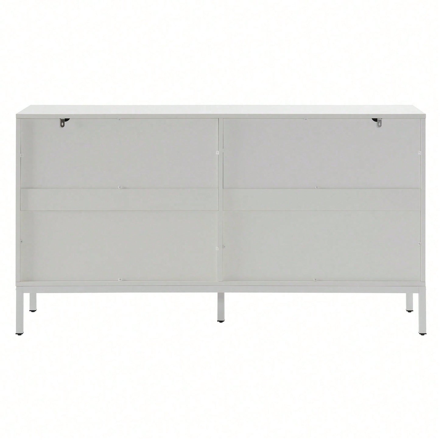 Modernes Sideboard mit einzigartiger Linie, 4-türig, grifflose Tür, für Esszimmer, Wohnzimmer und Küche (Weiß)