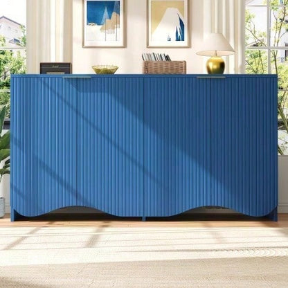 Sideboard(140*40*85cm), buffetschrank, cabinets, Esszimmer Wohnzimmer Aufbewahrungsschränke, Gemusterte Schränke, Freistehende Schränke, Küchenmöbel,Wellenmuster-Design, Blau