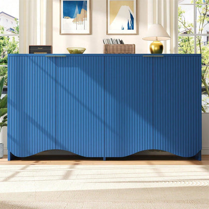 Sideboard(140*40*85cm), buffetschrank, cabinets, Esszimmer Wohnzimmer Aufbewahrungsschränke, Gemusterte Schränke, Freistehende Schränke, Küchenmöbel,Wellenmuster-Design, Blau