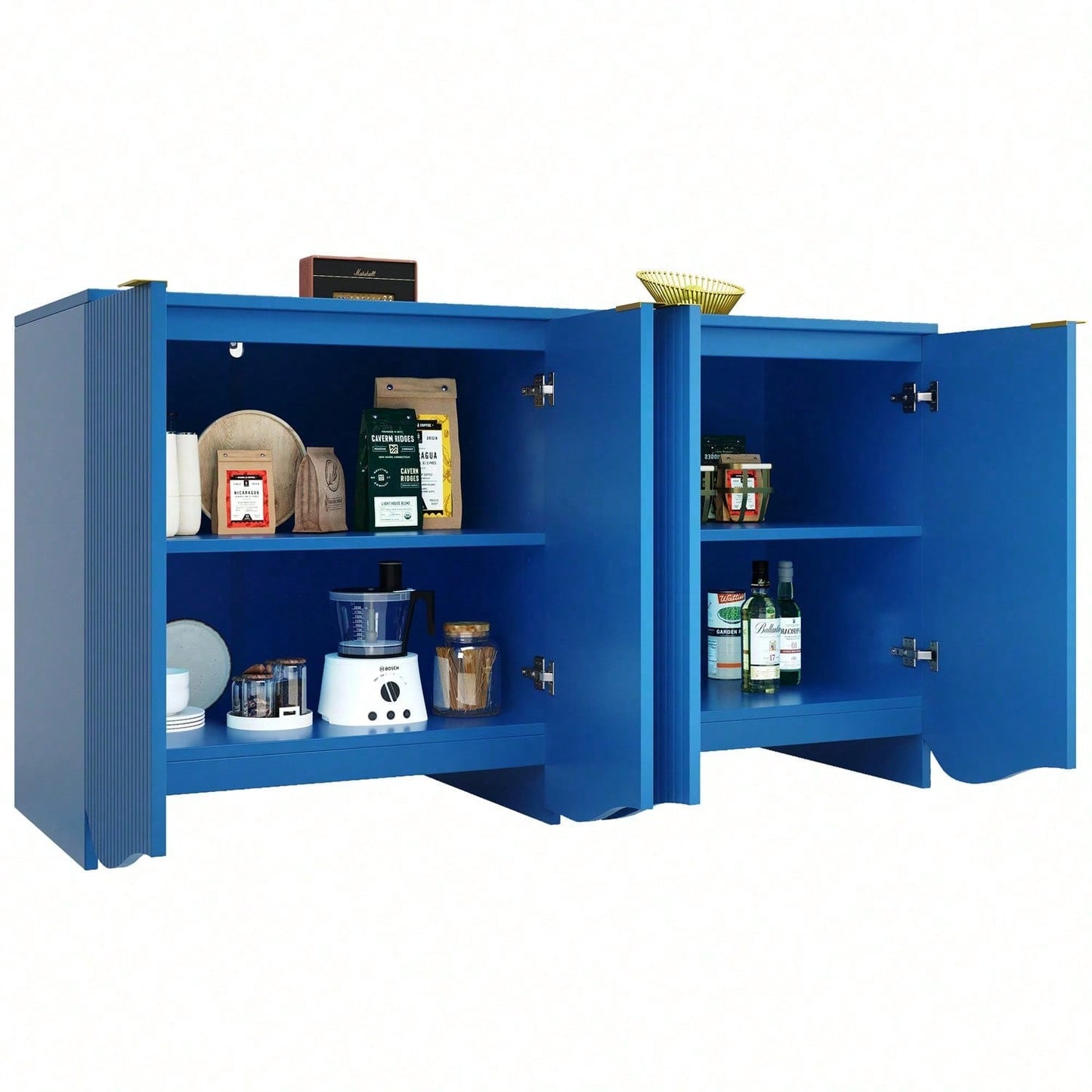 Sideboard(140*40*85cm), buffetschrank, cabinets, Esszimmer Wohnzimmer Aufbewahrungsschränke, Gemusterte Schränke, Freistehende Schränke, Küchenmöbel,Wellenmuster-Design, Blau