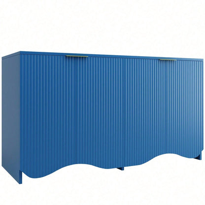 Sideboard(140*40*85cm), buffetschrank, cabinets, Esszimmer Wohnzimmer Aufbewahrungsschränke, Gemusterte Schränke, Freistehende Schränke, Küchenmöbel,Wellenmuster-Design, Blau