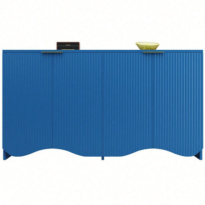 Sideboard(140*40*85cm), buffetschrank, cabinets, Esszimmer Wohnzimmer Aufbewahrungsschränke, Gemusterte Schränke, Freistehende Schränke, Küchenmöbel,Wellenmuster-Design, Blau