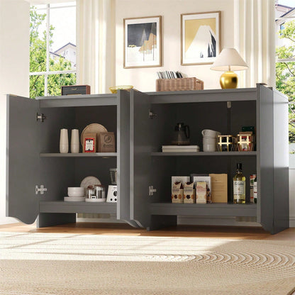 Sideboard(140*40*85cm), buffetschrank, cabinets, Esszimmer Wohnzimmer Aufbewahrungsschränke, Gemusterte Schränke, Freistehende Schränke, Küchenmöbel,Wellenmuster-Design, Blau