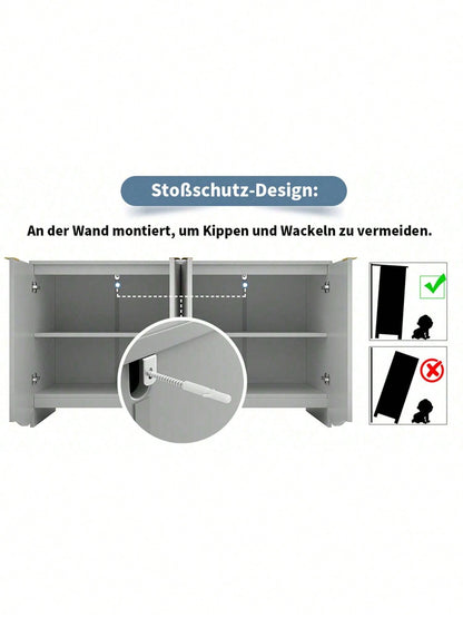 Sideboard(140*40*85cm), buffetschrank, cabinets, Esszimmer Wohnzimmer Aufbewahrungsschränke, Gemusterte Schränke, Freistehende Schränke, Küchenmöbel,Wellenmuster-Design, Blau