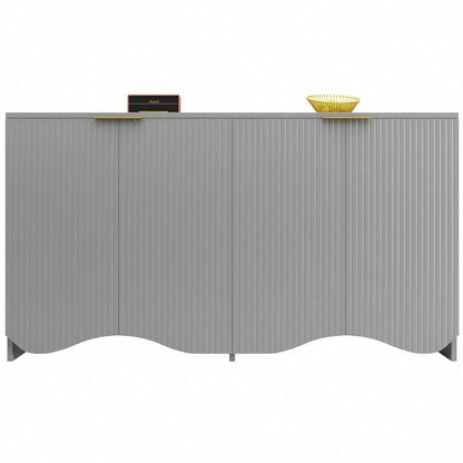 Sideboard(140*40*85cm), buffetschrank, cabinets, Esszimmer Wohnzimmer Aufbewahrungsschränke, Gemusterte Schränke, Freistehende Schränke, Küchenmöbel,Wellenmuster-Design, Blau