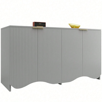Sideboard(140*40*85cm), buffetschrank, cabinets, Esszimmer Wohnzimmer Aufbewahrungsschränke, Gemusterte Schränke, Freistehende Schränke, Küchenmöbel,Wellenmuster-Design, Blau