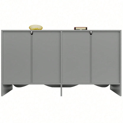 Sideboard(140*40*85cm), buffetschrank, cabinets, Esszimmer Wohnzimmer Aufbewahrungsschränke, Gemusterte Schränke, Freistehende Schränke, Küchenmöbel,Wellenmuster-Design, Blau