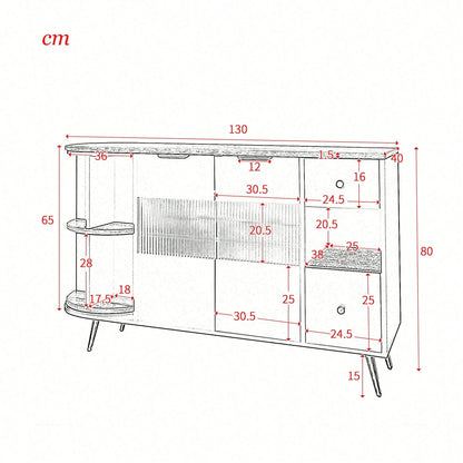 Sideboard Esszimmer Wohnzimmer Aufbewahrungsschränke mit Glasschiebetüren und LED-Leuchten Holzanrichte Freistehende Schränke Buffetschränke Küchenmöbel Schwarz