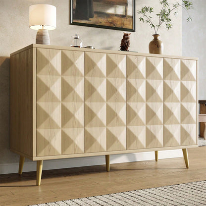 Schrank (120*35*78cm), Esszimmer- und Wohnzimmerschrank, Seitenschrank mit Stauraum, kippsicher, mit geprägter Tür, mit verstellbarem Brett, originale Holzfarbe