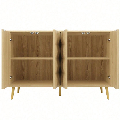 Schrank (120*35*78cm), Esszimmer- und Wohnzimmerschrank, Seitenschrank mit Stauraum, kippsicher, mit geprägter Tür, mit verstellbarem Brett, originale Holzfarbe