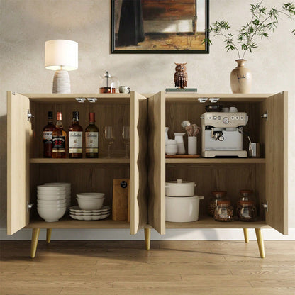 Schrank (120*35*78cm), Esszimmer- und Wohnzimmerschrank, Seitenschrank mit Stauraum, kippsicher, mit geprägter Tür, mit verstellbarem Brett, originale Holzfarbe