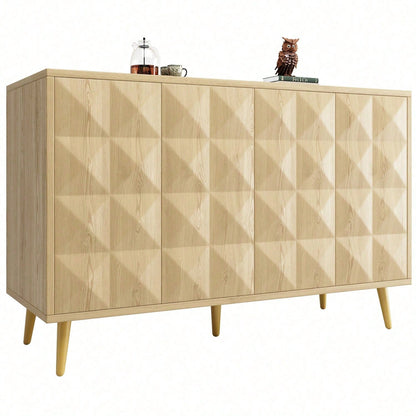 Schrank (120*35*78cm), Esszimmer- und Wohnzimmerschrank, Seitenschrank mit Stauraum, kippsicher, mit geprägter Tür, mit verstellbarem Brett, originale Holzfarbe