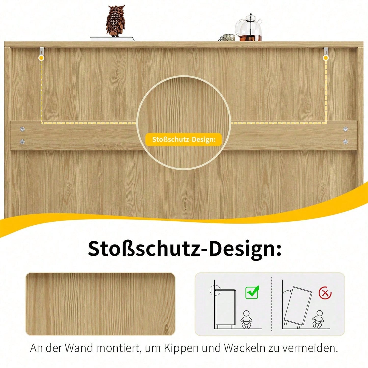 Schrank (120*35*78cm), Esszimmer- und Wohnzimmerschrank, Seitenschrank mit Stauraum, kippsicher, mit geprägter Tür, mit verstellbarem Brett, originale Holzfarbe