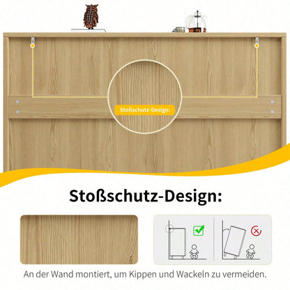 Schrank (120*35*78cm), Esszimmer- und Wohnzimmerschrank, Seitenschrank mit Stauraum, kippsicher, mit geprägter Tür, mit verstellbarem Brett, originale Holzfarbe
