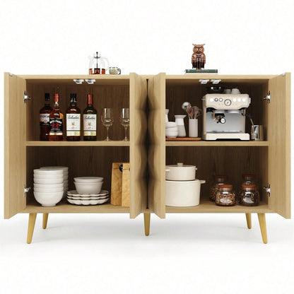 Schrank (120*35*78cm), Esszimmer- und Wohnzimmerschrank, Seitenschrank mit Stauraum, kippsicher, mit geprägter Tür, mit verstellbarem Brett, originale Holzfarbe