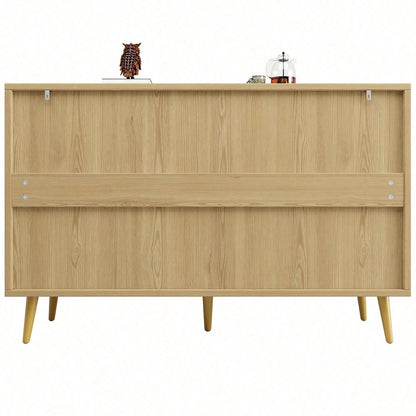 Schrank (120*35*78cm), Esszimmer- und Wohnzimmerschrank, Seitenschrank mit Stauraum, kippsicher, mit geprägter Tür, mit verstellbarem Brett, originale Holzfarbe