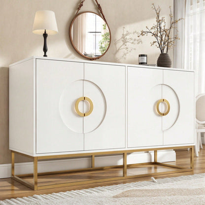 Aufbewahrungsschrank, einzigartiges Design, Schranktürdesign, freistehender Schrank, Minimalistisches Sideboard,Rundzugring Schranktür,weiß