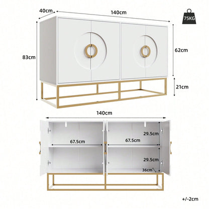 Aufbewahrungsschrank, einzigartiges Design, Schranktürdesign, freistehender Schrank, Minimalistisches Sideboard,Rundzugring Schranktür,weiß