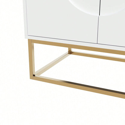 Aufbewahrungsschrank, einzigartiges Design, Schranktürdesign, freistehender Schrank, Minimalistisches Sideboard,Rundzugring Schranktür,weiß