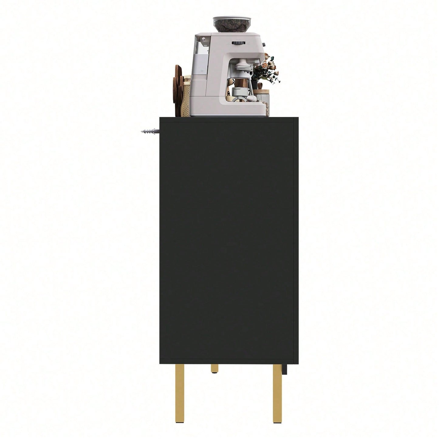 Esszimmerschrank (140*38,5*82,5cm), Esszimmer-Wohnzimmer-Aufbewahrungsschrank, einzigartiges Design, Schranktürdesign, freistehender Schrank, Minimalistisches Sideboard,Schwarz