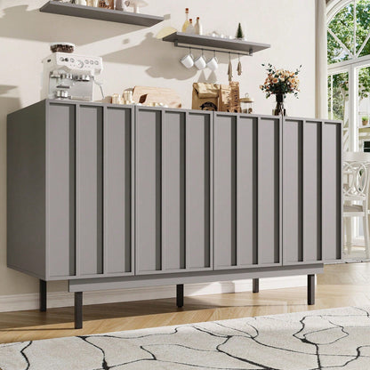 Esszimmerschrank (140*38,5*82,5cm), Esszimmer-Wohnzimmer-Aufbewahrungsschrank, einzigartiges Design, Schranktürdesign, freistehender Schrank, Minimalistisches Sideboard,Schwarz