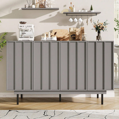 Esszimmerschrank (140*38,5*82,5cm), Esszimmer-Wohnzimmer-Aufbewahrungsschrank, einzigartiges Design, Schranktürdesign, freistehender Schrank, Minimalistisches Sideboard,Schwarz
